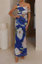 Floral Print One-shoulder Ruched Maxi Dress (5)