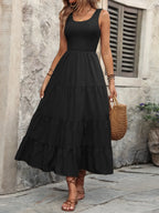 Smocked Scoop Neck Sleeveless Tank Dress (17)