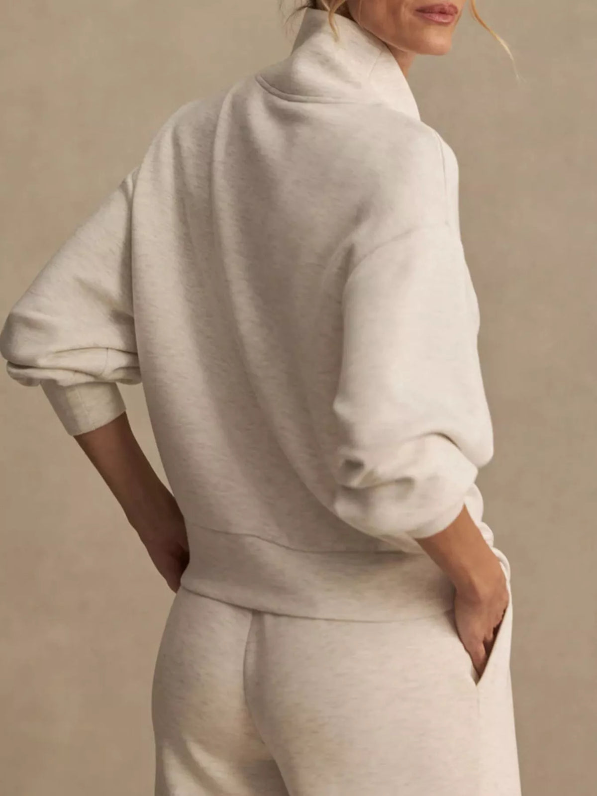 Quarter-zip Sweatshirt Wide-leg Pants Set (4)