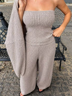 Ribbed Knit Three-piece Sweater Set (2)
