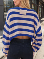 Striped Dropped Shoulder Long Sleeve Sweater (11)