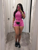 Ribbed Knit Bodysuit Shorts Set (18)