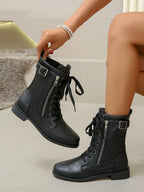 Pu Leather Lace-up Boots (3)