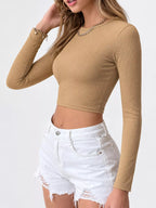 Cutout Back Long Sleeve Crop T-shirt (18)