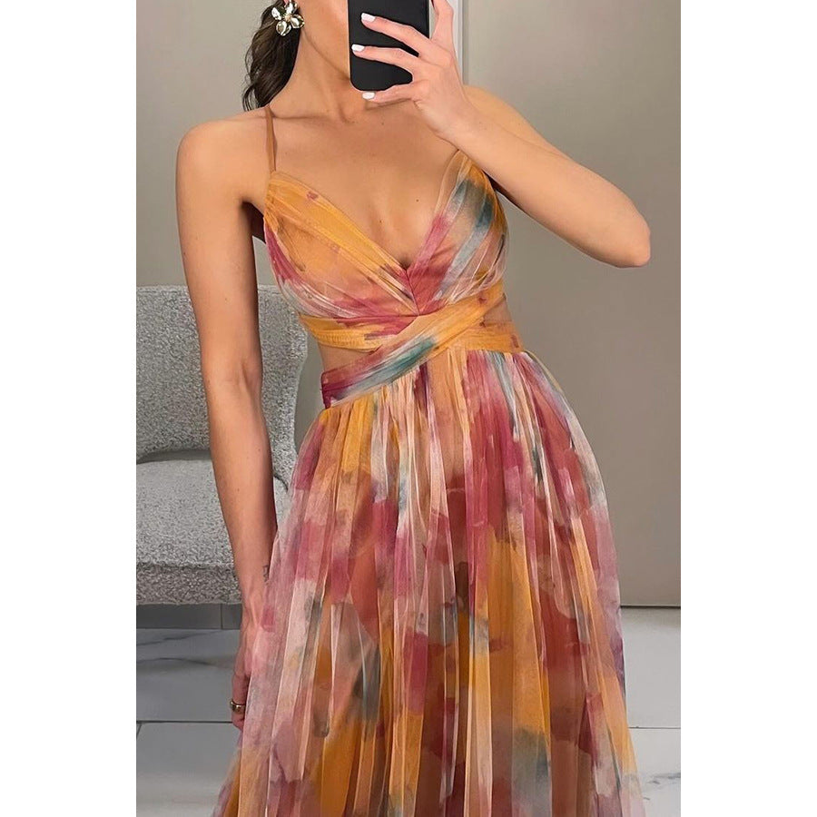 Mesh Print Slip Dress variant CJLY209128610JQ|CJLY209128632FU
