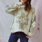 Snowflake Pattern Long Sleeve Sweater (7)