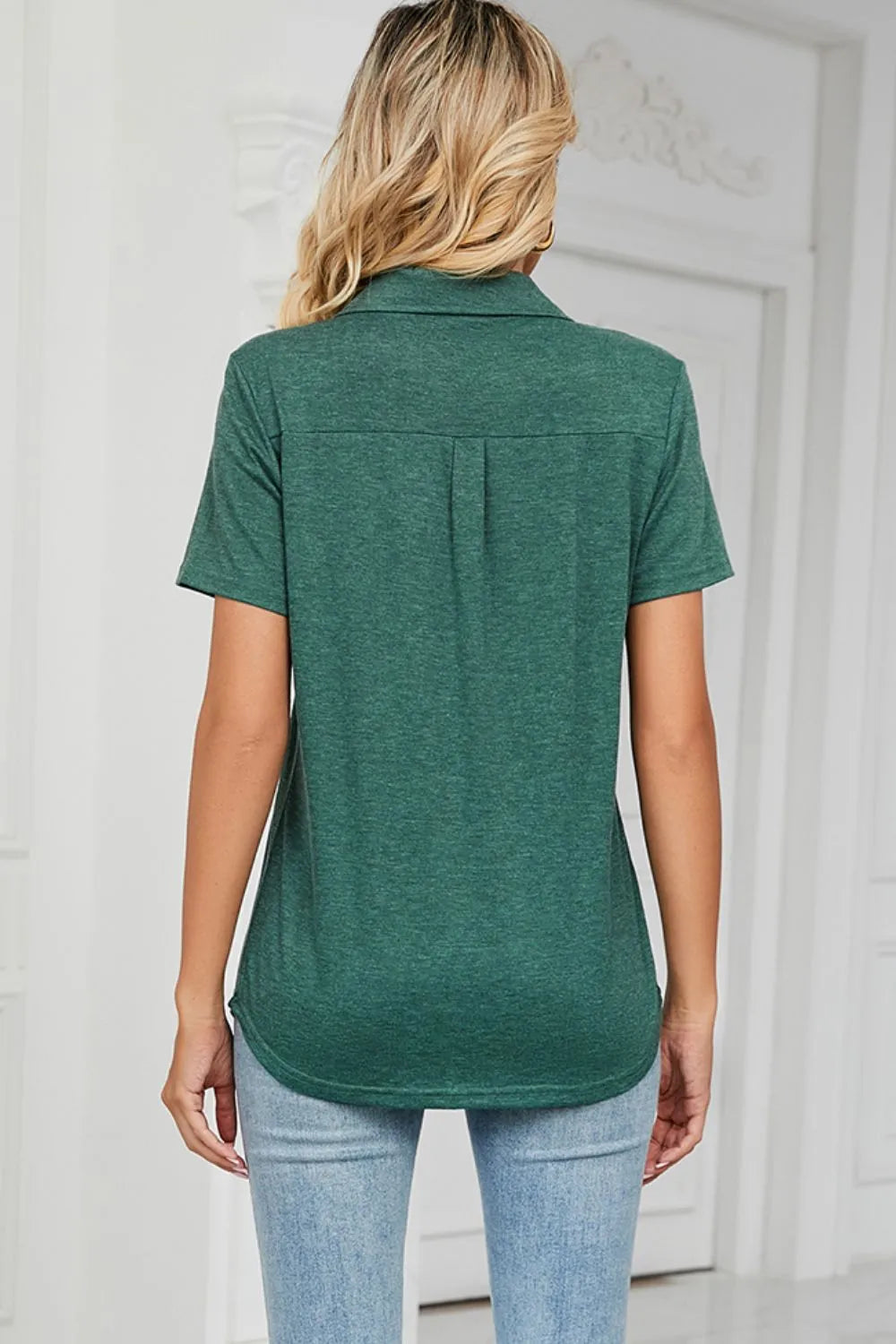 Johnny Collar Short Sleeve Blouse (28)