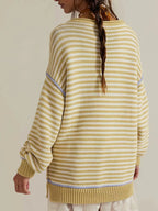 Slit Striped Oversized Sweater (3)