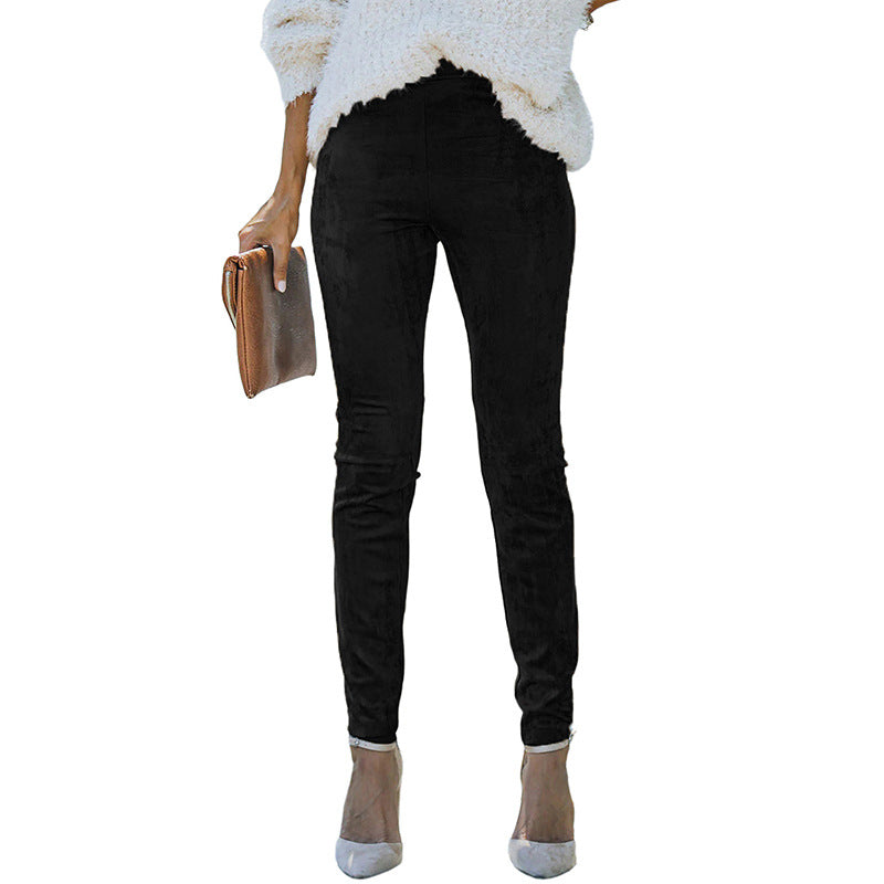 European American Simple Versatile Faux Fur Cropped Trousers photo 7