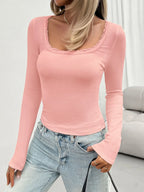 Lace Detail Scoop Neck Long Sleeve T-shirt (13)