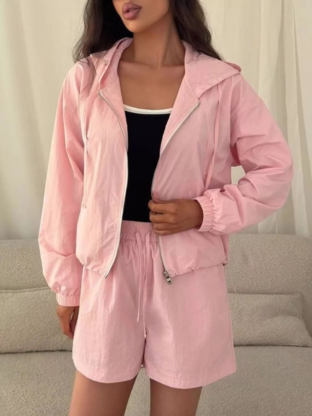 Lightweight Hooded Jacket Shorts Set (9)
