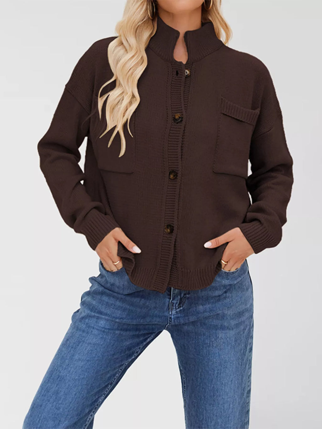Button Up Dropped Shoulder Cardigan (6)