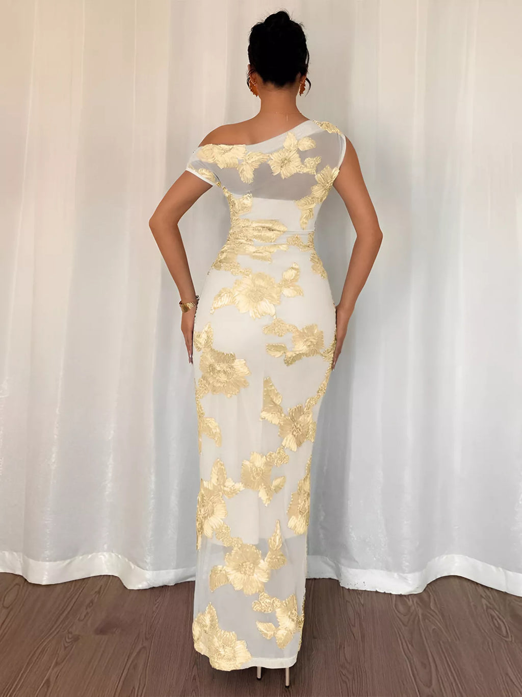 Embroidered One Shoulder Maxi Dress (10)