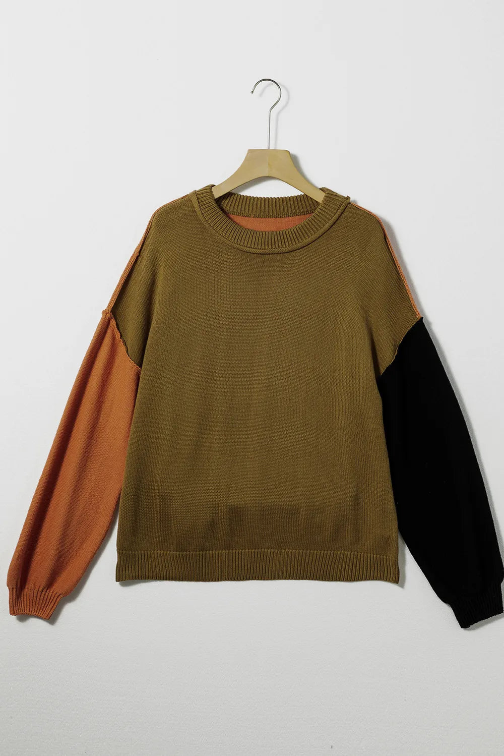 Contrast Round Neck Dropped Shoulder Sweater (11)