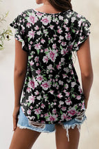 Printed Round Neck Short Sleeve T-shirt (24)