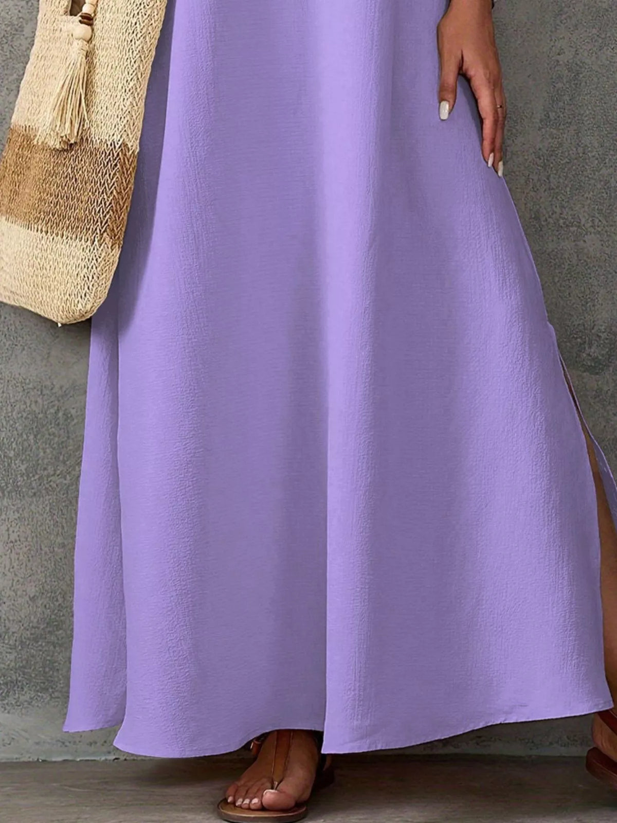 Sleeveless V-neck Side-slit Maxi Dress (10)