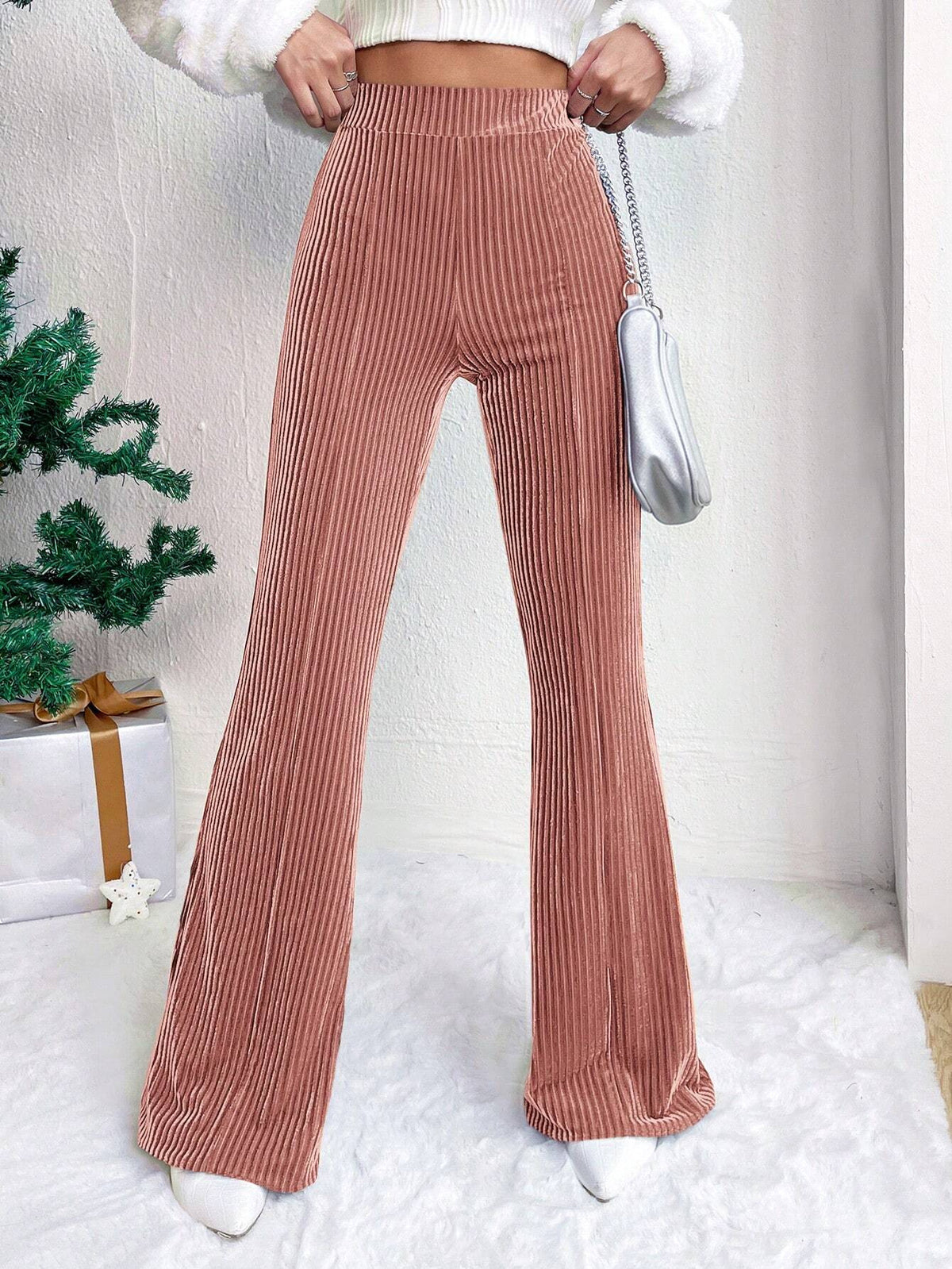 High Waist Lamp Wick Corduroy Bell-bottom Pants Wide Leg (2)