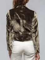 Velvet Lapel Collar One Button Blazer (5)