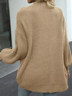Chunky Knit Open Front Cardigan Lantern Sleeves (14)