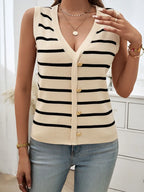 Striped V-neck Knit Tank
