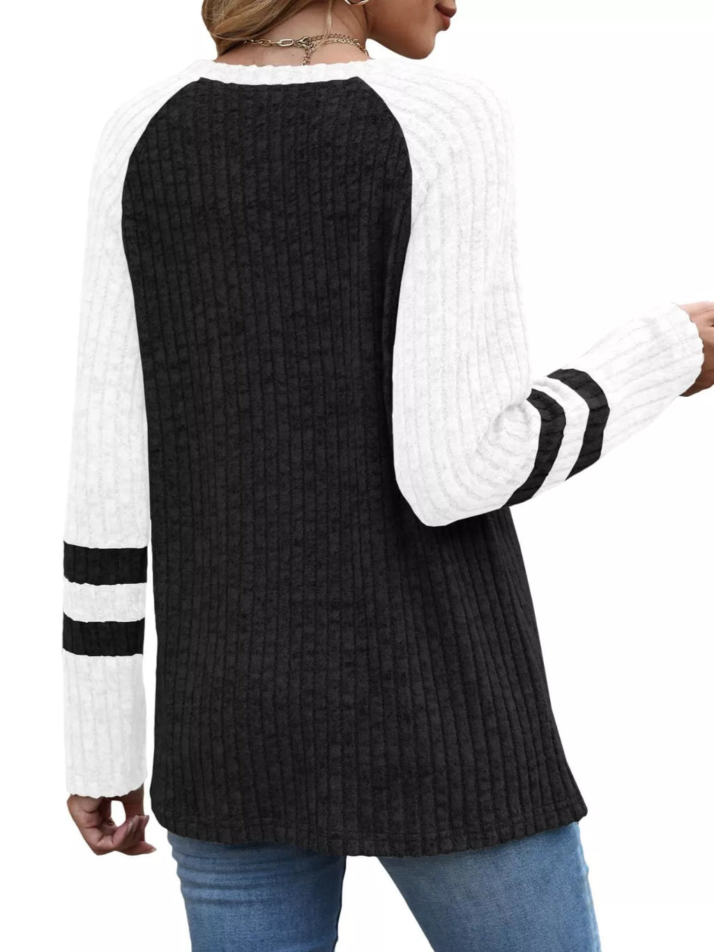 Ribbed Knit Raglan Long Sleeve T-shirt (6)