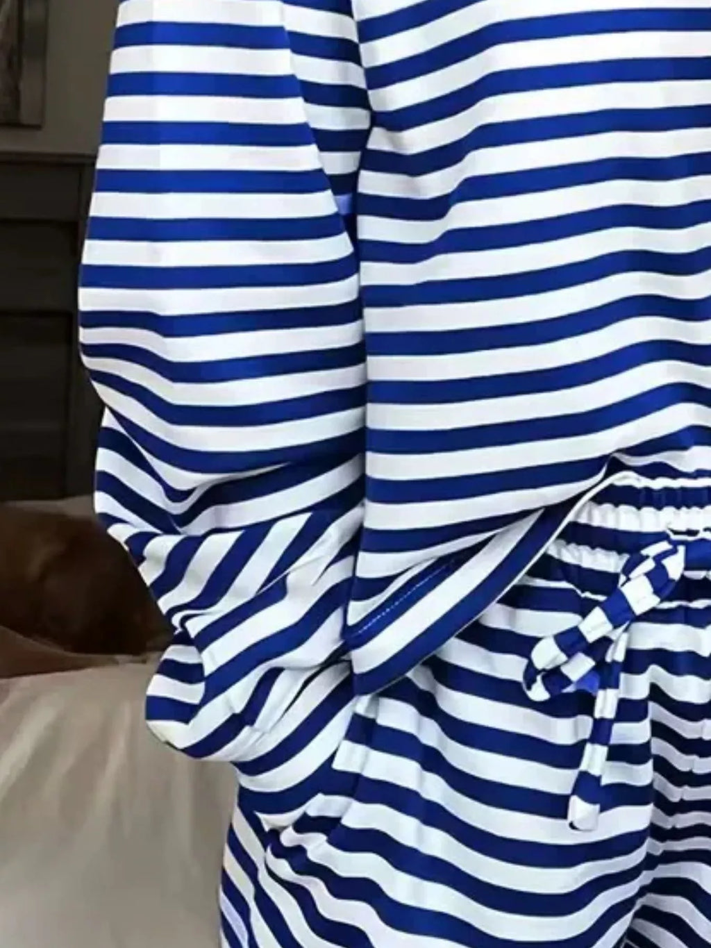 Striped Dropped Shoulder Top Pants Set (8)