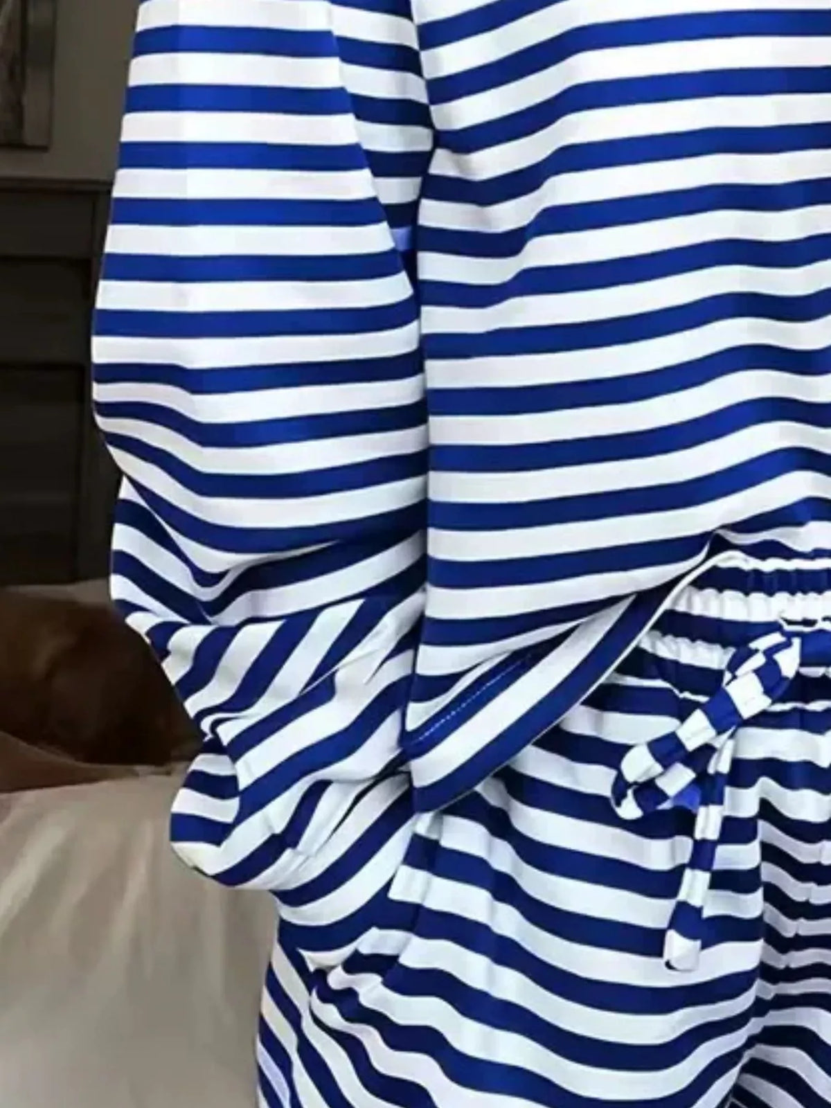 Striped Dropped Shoulder Top Pants Set (8)