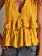 Ruffled V-neck Sleeveless Top (9)