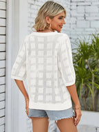 Openwork Round Neck Knit Top (12)
