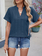Eyelet Notched Short Sleeve Top (27)