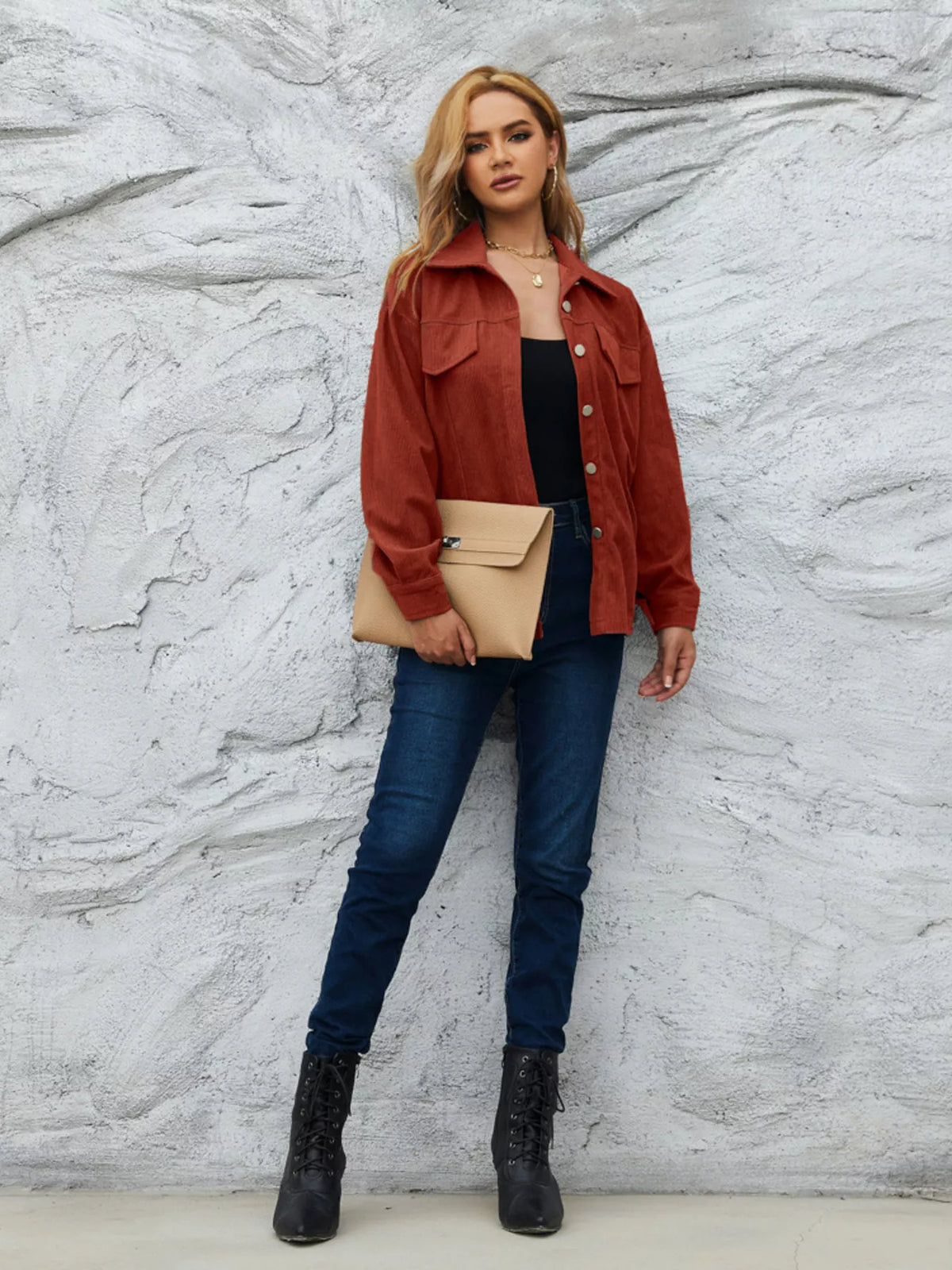 Casual Corduroy Button-down Jacket (5)