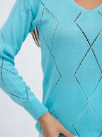 Openwork V-neck Sweater (17)