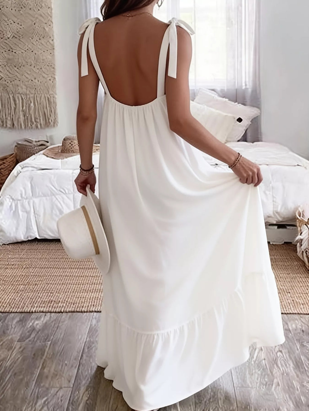 Sleeveless Tie Strap Flowy Maxi Dress (2)