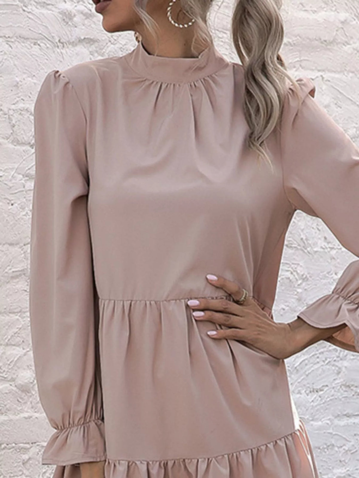 High-low Flounce Sleeve Dress (5)