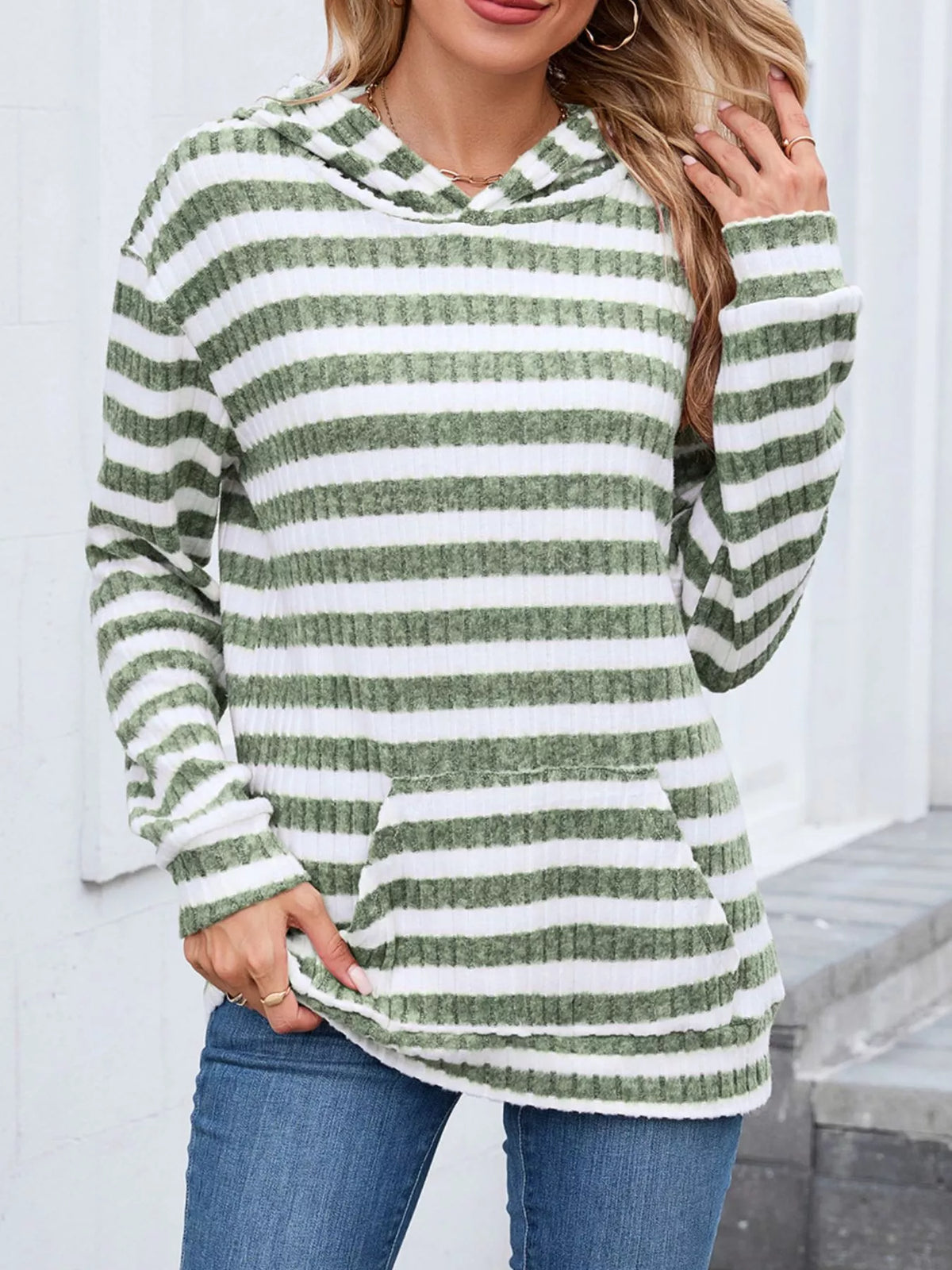 Striped Dropped Shoulder Hoodie (15)