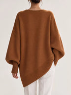 Full Size V-neck Oversized Batwing Sleeve Sweater Plus (36)