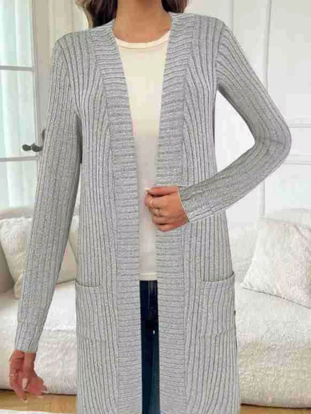 Ribbed Knit Open Front Cardigan (11)