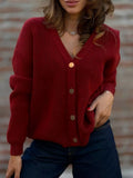 Full Size V-neck Button-up Cardigan Plus