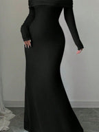 Off-shoulder Long Sleeve Bodycon Maxi Dress (4)