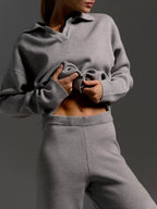 Polo Collar Top Wide-leg Pants Set (24)