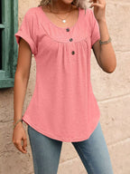 Casual Button Detail Henley T-shirt (13)