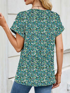 Printed Round Neck Short Sleeve Top (24)
