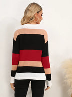 Striped Round Neck Dropped Shoulder Sweater (10)