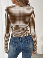 Striped Square Neck Long Sleeve T-shirt (16)