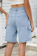 High Rise Denim Shorts Cargo Pockets (10)
