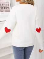 Valentine's Day Heart Graphic Dropped Shoulder Sweater (12)