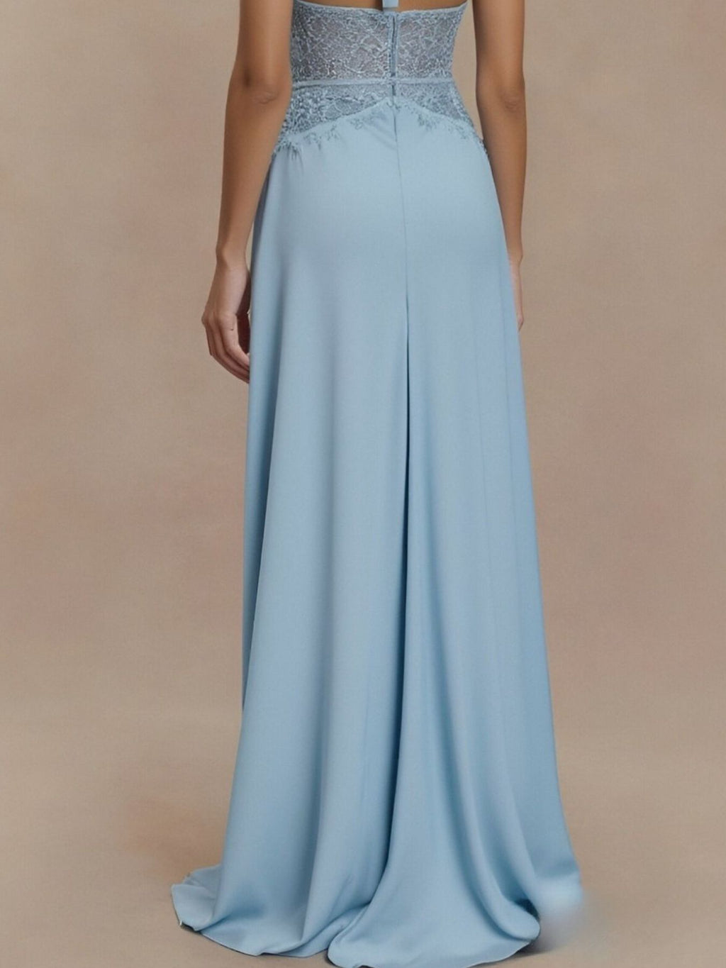 Halter Neck Lace Trimmed Maxi Dress (6)