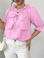 Bow Flounce Sleeve Blouse (16)