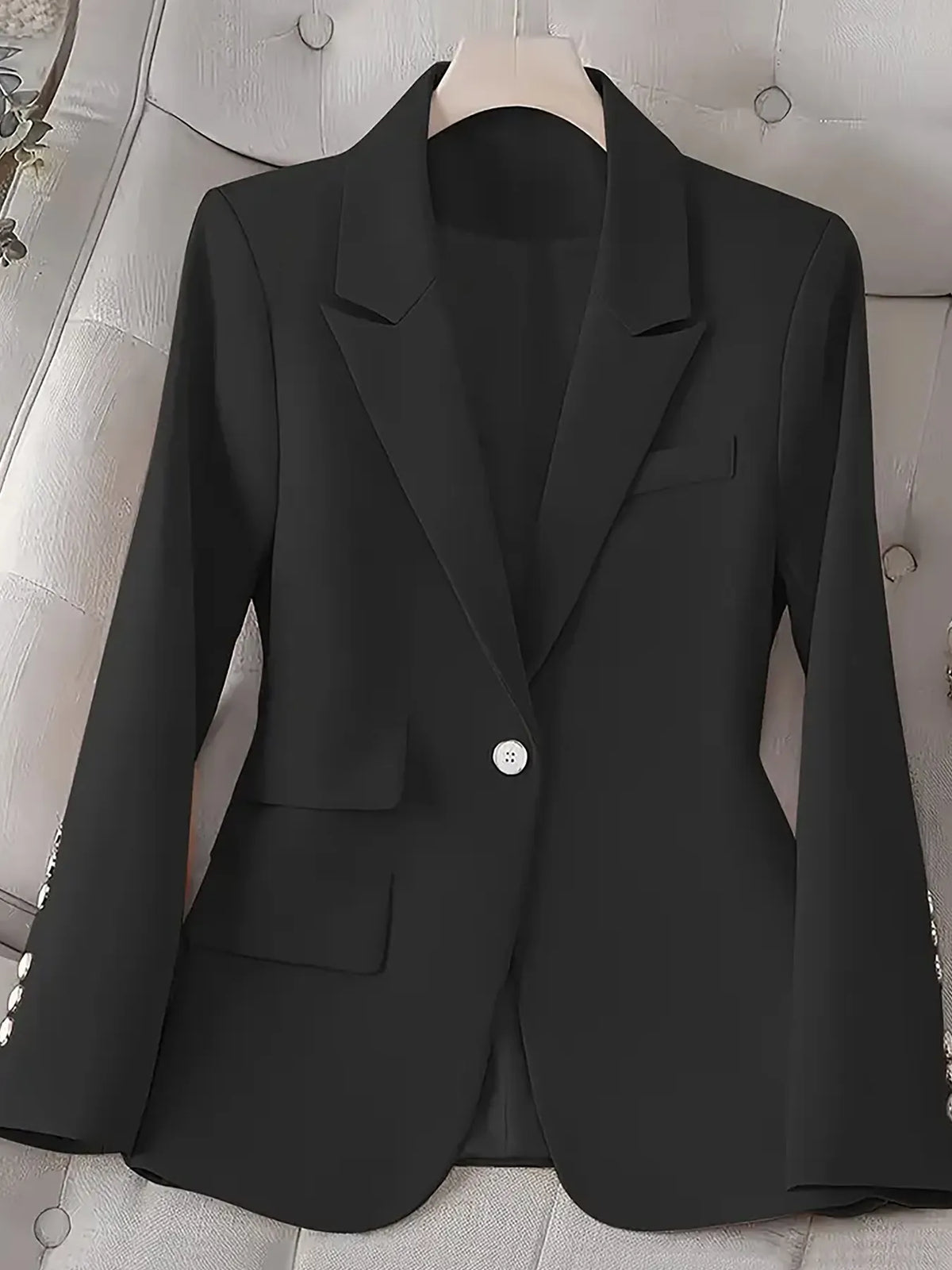 Single-button Long Sleeve Blazer (10)