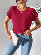 Round Neck Short Sleeve Knit Top (23)